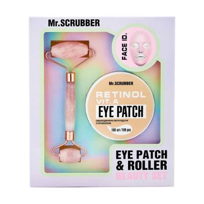 Podrobnoe foto подарунковий набір mr. scrubber retinol eye patch & roller (патчі для шкіри навколо очей, 100 шт + ролер для масажу обличчя)