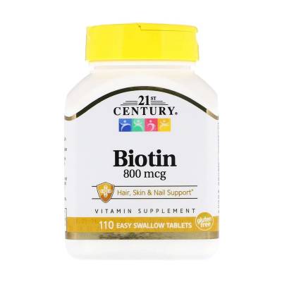 Podrobnoe foto харчова добавка в таблетках 21st century biotin біотин 800 мкг, 110 шт