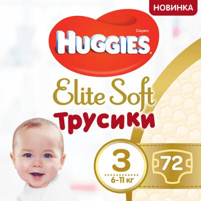 Podrobnoe foto трусики-підгузки huggies elite soft розмір 3 (6-11 кг), 72 шт
