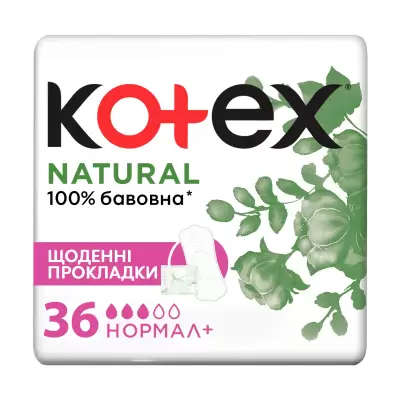 Podrobnoe foto щоденні прокладки kotex natural normal+, 36 шт