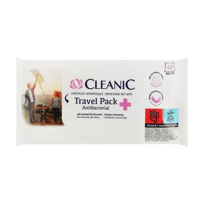 Podrobnoe foto вологі антибактеріальні серветки cleanic antibacterial travel pack, 40 шт