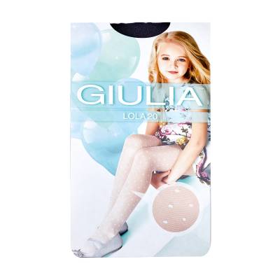 Podrobnoe foto дитячі фантазійні колготки із поліаміду giulia lola 20 den, малюнок у сіточку та горошок, nero, розмір 128-134