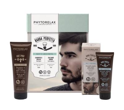 Podrobnoe foto чоловічий набір для волосся та обличчя phytorelax laboratories perfect beard (шампунь-гель, 250 мл + бальзам для бороди до і після гоління, 75 мл)