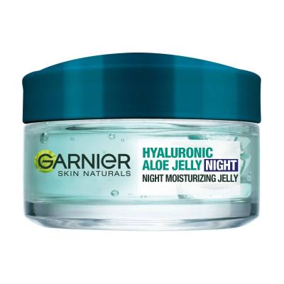 Podrobnoe foto нічний зволожувальний гіалуроновий алое-гель для обличчя garnier skin naturals hyaluronic aloe jelly night для всіх типів шкіри, 50 мл
