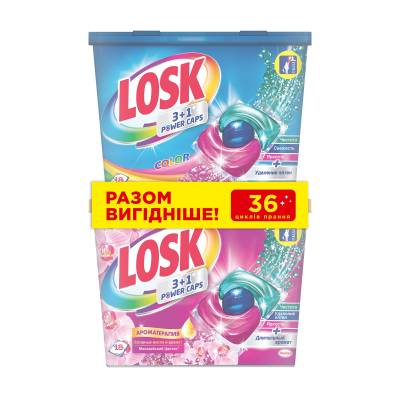Podrobnoe foto набір капсул для прання losk (малайзійська квітка, 18 шт + сolor, 18 шт)