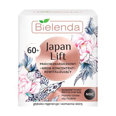 Podrobnoe foto нічний крем для обличчя bielenda japan lift відновлювальний, проти зморщок, 60+, 50 мл