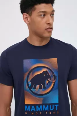 Podrobnoe foto спортивна футболка mammut trovat колір синій з принтом