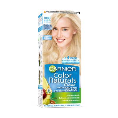 Podrobnoe foto стійка крем-фарба для волосся garnier color naturals з п'ятьма оліями, 1000 кришталевий ультраблонд, 110 мл