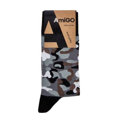 Podrobnoe foto шкарпетки чоловічі amigo класичні, з візерунком, сірі, розмір 25