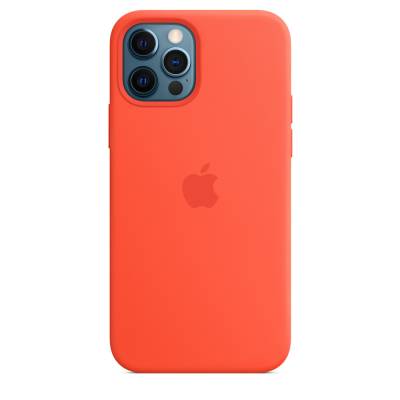 Podrobnoe foto чохол silicone case (aaa) full with magsafe and animation для apple iphone 12 pro max (помаранчевий / electric orange)