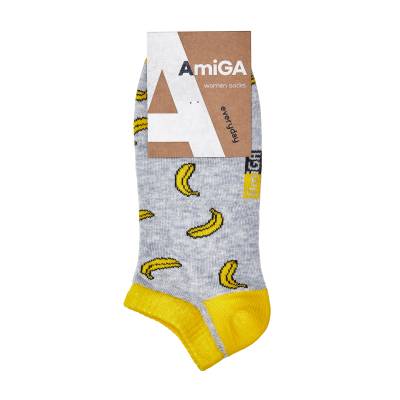 Podrobnoe foto шкарпетки жіночі amigа укорочені, сірі з бананами, розмір 23-25