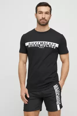 Podrobnoe foto бавовняна пляжна футболка bikkembergs колір чорний з принтом