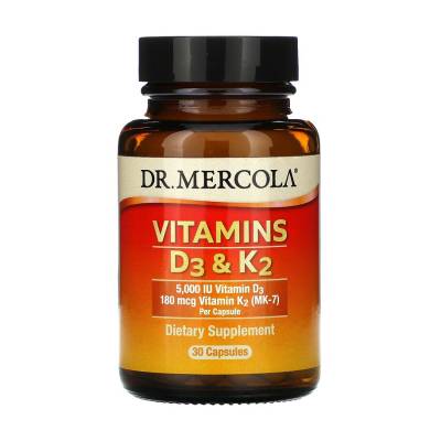 Podrobnoe foto харчова добавка вітаміни в капсулах dr. mercola vitamins d3 & k2, 180 мкг, 30 шт