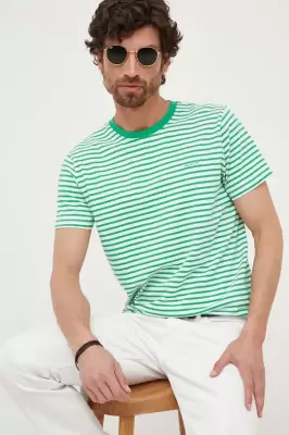 Podrobnoe foto бавовняна футболка gant чоловічий колір зелений візерунок