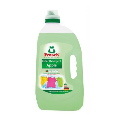 Podrobnoe foto рідкий засіб для прання кольорових речей frosch color detergent яблуко, 55 циклів прання, 5 л