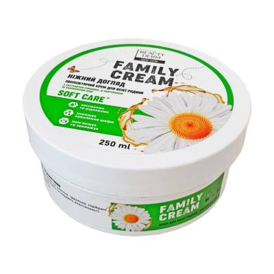 Podrobnoe foto зволожувальний крем beauty derm soft care family cream ніжний догляд, для всієї родини, 250 мл
