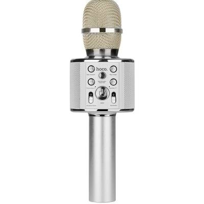 Podrobnoe foto караоке мікрофон-колонка hoco bk3 cool (silver)