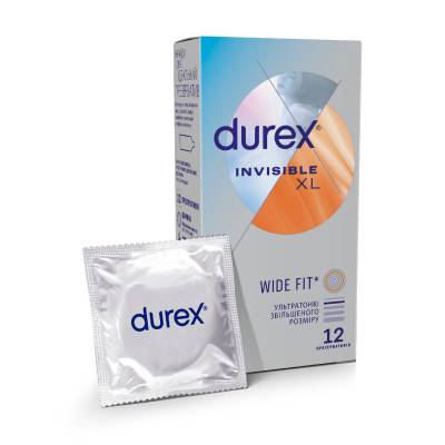 Podrobnoe foto презервативи латексні з силіконовою змазкою durex invisible xl ультратонкі, збільшеного розміру, 12 шт (широкі)