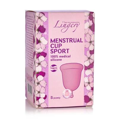 Podrobnoe foto менструальна чаша lingery sport з медичного силікону, рожева, розмір s, 1 шт