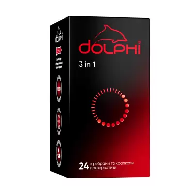 Podrobnoe foto презервативи dolphi 3 in 1 з ребрами та крапками, 24 шт