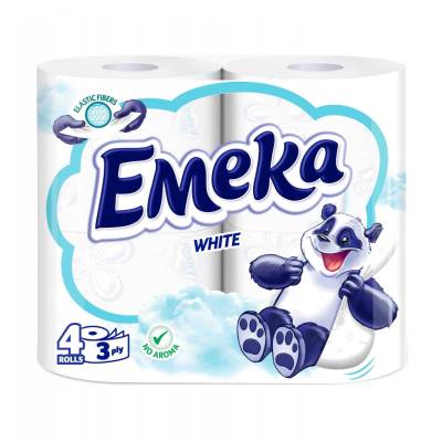 Podrobnoe foto туалетний папір emeka white, 3-шаровий, 135 відривів, 4 рулони