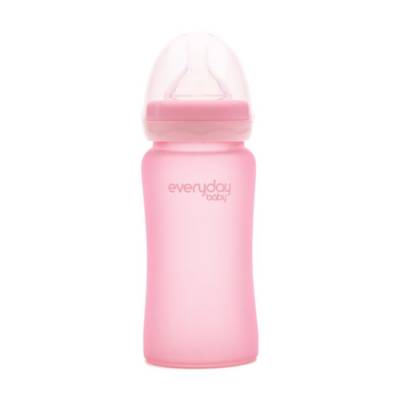 Podrobnoe foto скляна пляшечка для годування everyday baby silicone coated від 3 місяців, з силіконовим покриттям, рожева, 240 мл (10228)