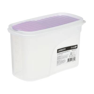 Podrobnoe foto пластиковий контейнер для зберігання сипучих продуктів ardesto fresh ліловий, 1.2 л (ar1212lp)