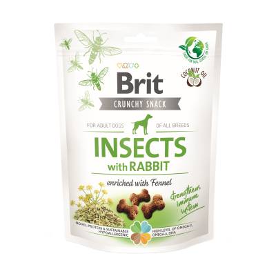 Podrobnoe foto ласощі для собак brit crunchy snack insects комахи, кролик та фенхель, 200 г