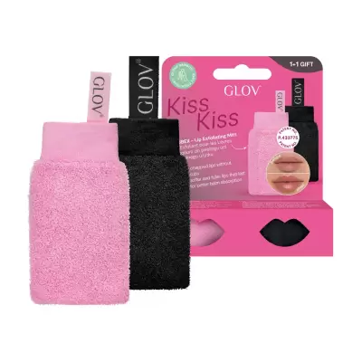 Podrobnoe foto набір рукавиць для пілінгу губ glov kiss kiss set (чорна, 1 шт + рожева, 1 шт)