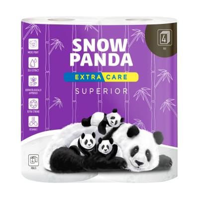 Podrobnoe foto туалетний папір сніжна панда extra care superior білий, 4-шаровий, 4 рулони
