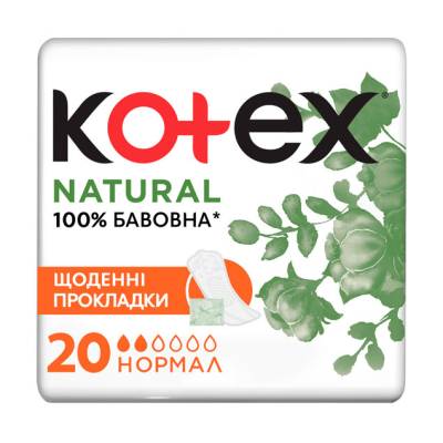 Podrobnoe foto щоденні прокладки kotex natural normal, 20 шт