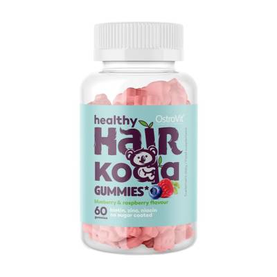Podrobnoe foto дієтична добавка в жувальних цукерках ostrovit healthy hair koala gummies здоров'я волосся, чорниця з малиною, 60 шт