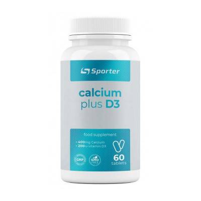 Podrobnoe foto харчова добавка в таблетках sporter calcium plus d3 кальцій + вітамін d3, 400 мг, 60 шт