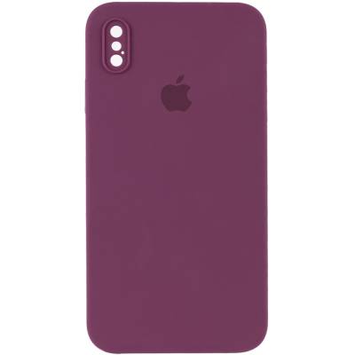 Podrobnoe foto чохол silicone case square full camera protective (aa) для apple iphone xs max (6.5") (бордовий / maroon)