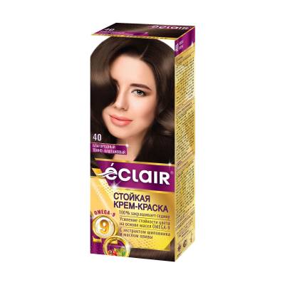 Podrobnoe foto стійка крем-фарба для волосся eclair omega 9 hair color 40 благородний темно-каштановий, 130 мл