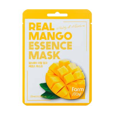 Podrobnoe foto тканинна маска для обличчя farm stay real mango essence mask, з екстрактом манго, 23 мл
