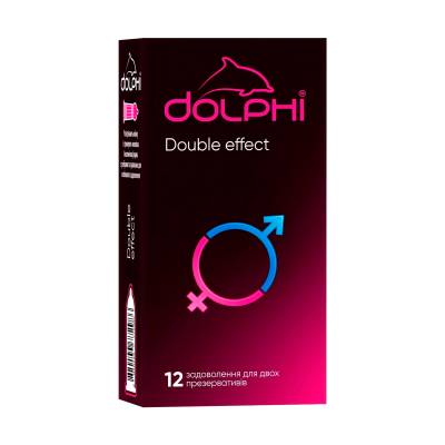 Podrobnoe foto презервативи dolphi double effect з крапками та ребрами, зі змащувачем, зігріваючим та пролонгуючим ефектом, 12 шт