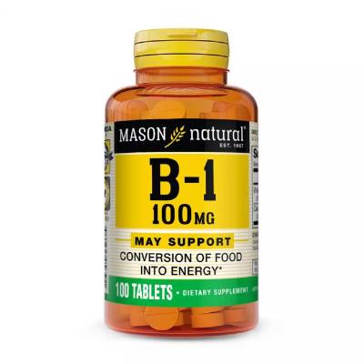 Podrobnoe foto харчова добавка вітаміни в таблетках mason natural vitamin b1 100 мг, 100 шт
