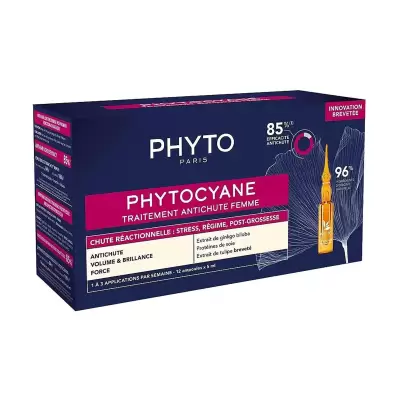 Podrobnoe foto набір для волосся phyto phytocyane (шампунь, 100 мл + ампули проти випадіння, 12*5 мл)