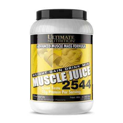 Podrobnoe foto дієтична добавка гейнер в порошку ultimate nutrition muscle juice 2544 банан, 2.25 кг