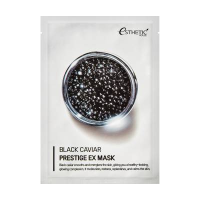 Podrobnoe foto антивікова тканинна маска для обличчя esthetic house black caviar prestige ex mask на основі екстракту чорної ікри, 25 мл