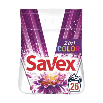 Podrobnoe foto пральний порошок для кольорових речей savex 2 in 1 color, автомат, 26 циклів прання, 4 кг