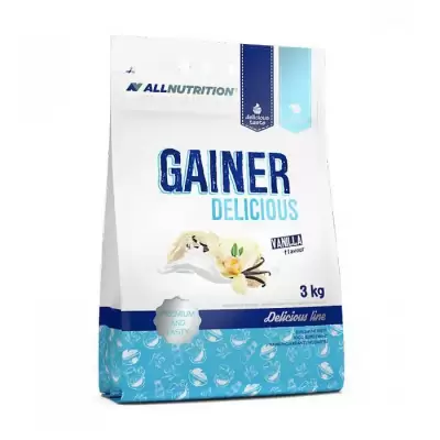 Podrobnoe foto дієтична добавка гейнер в порошку allnutrition gainer delicious ваніль, 3 кг