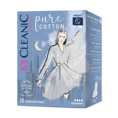 Podrobnoe foto гігієнічні прокладки нічні cleanic pure cotton, 10 шт