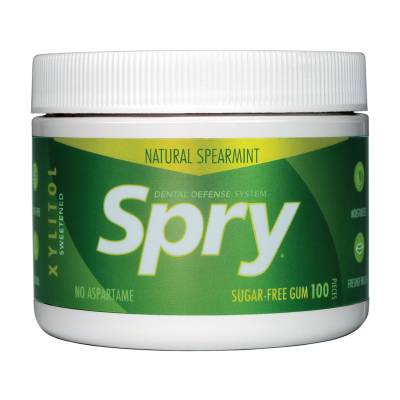 Podrobnoe foto натуральна жувальна гумка spry natural spearmint sugar-free gum з м'ятою та ксилітом, без цукру, 100 шт