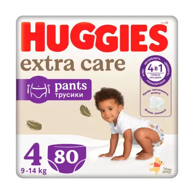 Podrobnoe foto підгузки-трусики huggies extra care pants розмір 4 (9-14 кг), 80 шт