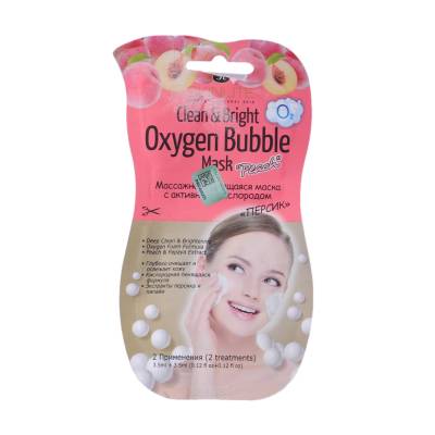 Podrobnoe foto масажна піниста маска для обличчя skinlite clean & bright oxygen bubble mask персик, 2*3.5 мл