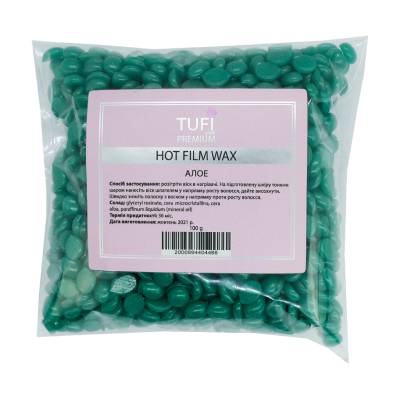 Podrobnoe foto гарячий полімерний віск у гранулах tufi profi premium hot film wax алоэ, 100 г