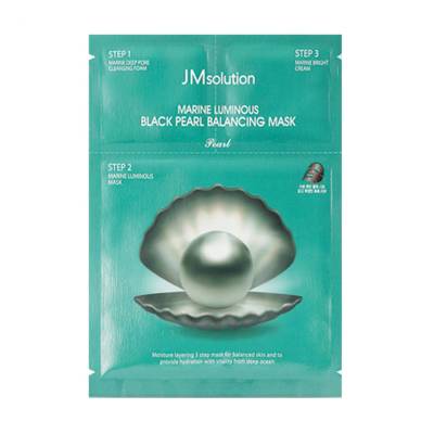 Podrobnoe foto тканинна маска для обличчя jmsolution marine luminous black pearl balancing mask із чорними перлами, 30 мл