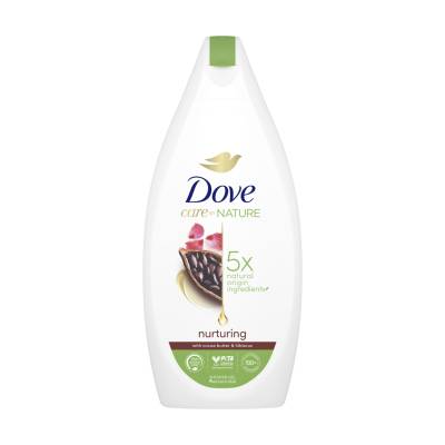 Podrobnoe foto гель для душу dove care by nature nurturing shower gel з какао маслом і гібіскусом, 400 мл